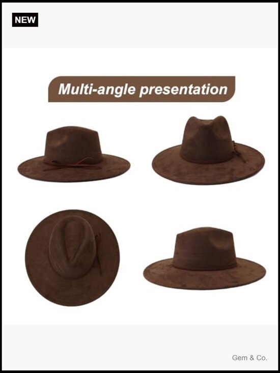 Classic Suede Fedora Hat with Wide Brim, Unisex Adjustable main image 4